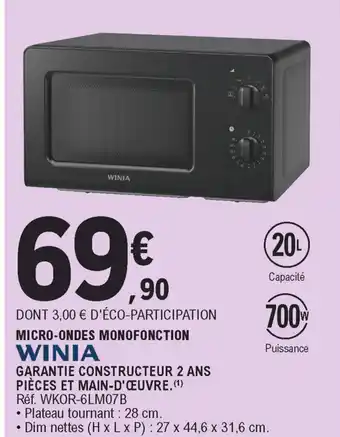 E.Leclerc Micro-ondes monofonction offre