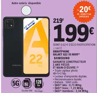 E.Leclerc Smartphone galaxy A22 5G noir offre