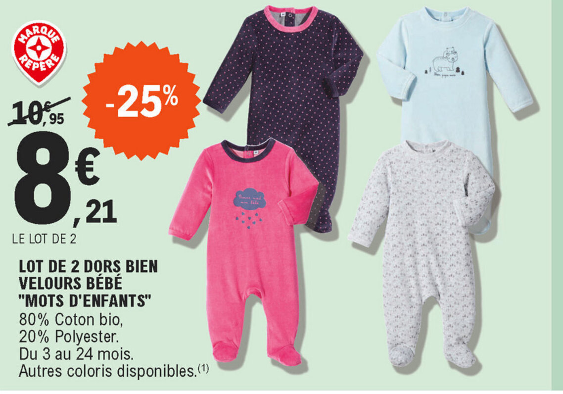 Promo Lot De 2 Dors Bien Velours Bebe Mots D Enfants Chez E Leclerc