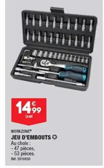 ALDI WORKZONE JEU D'EMBOUTS offre