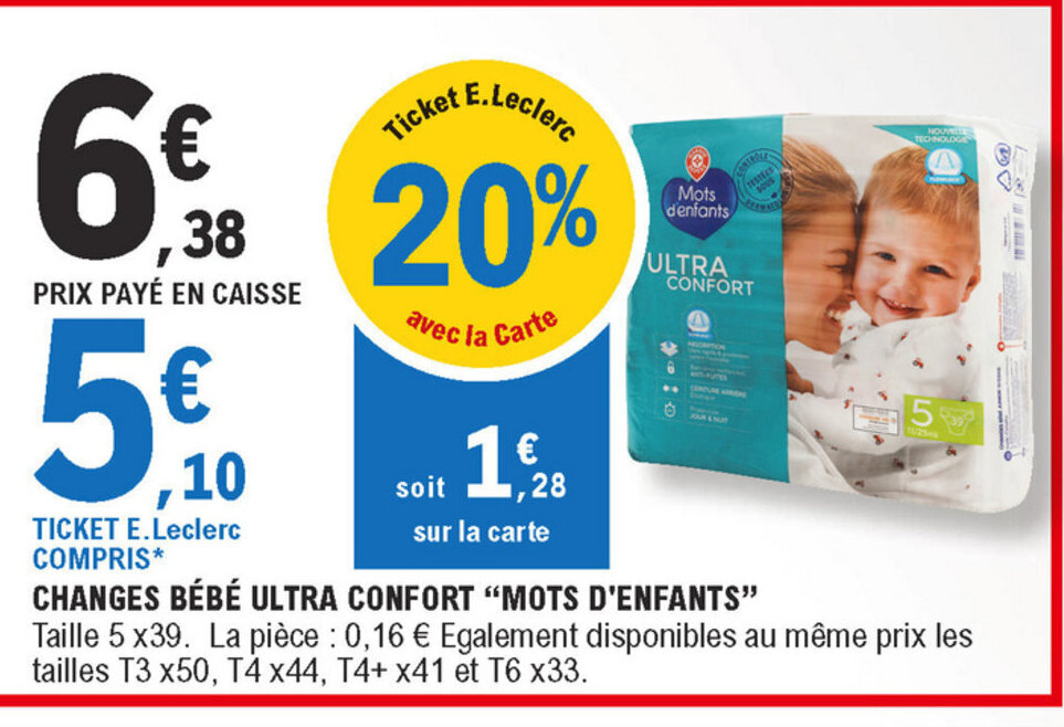 Promo Changes Bebe Ultra Confort Mots D Enfants Chez E Leclerc