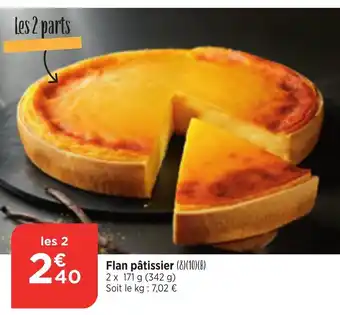 Flan pâtissier (8)(10)(B) 2 x 171 g (342 g) Soit le kg: 7,02 €