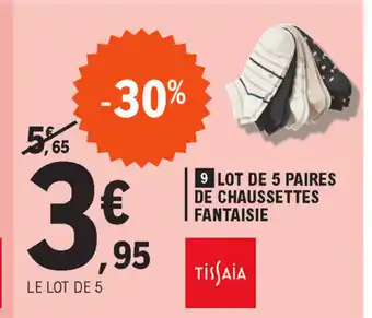 E.Leclerc Lot de 5 paires de chaussettes fantaisie offre