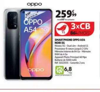 Auchan SMARTPHONE OPPO A54 NOIR 5G offre