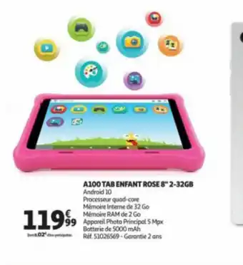 Auchan A100 TAB ENFANT ROSE 8" 2-32GB Android 10 offre