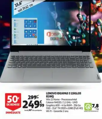 Auchan LENOVO IDEAPAD 3 15IGLO5 81WQ offre