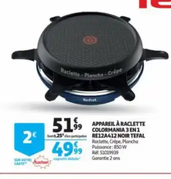 Auchan APPAREIL À RACLETTE COLORMANIA 3 EN1 offre