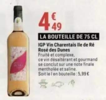 Gamm vert Igp vin charentais ile de ré rosé des dunes offre