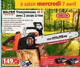Norma Tronçonneuse avec 2 accus Li-Ion offre