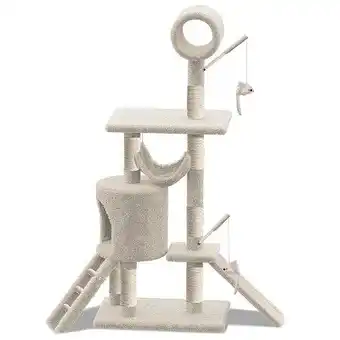 E.Leclerc Vounot arbre à chat 154cm avec griffoir plateforme niche xxl beige offre