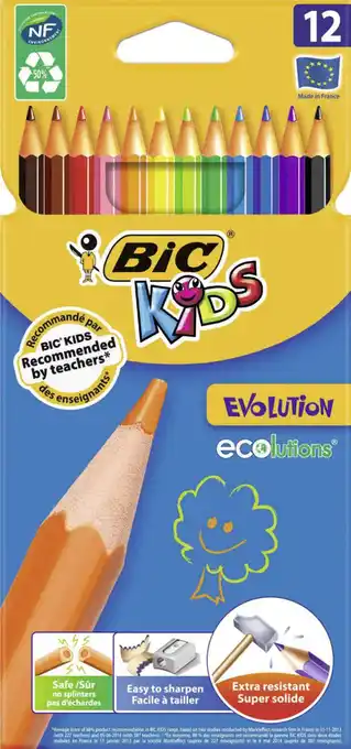Géant Casino 12 crayons de couleurs Evolution offre