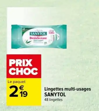 Carrefour Lingettes multi-usages SANYTOL offre