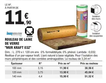 E.Leclerc Brico ROULEAU DE LAINE DE VERRE "MUR KRAFT 032" offre