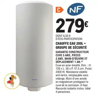 E.Leclerc Brico CHAUFFE EAU 200L + GROUPE DE SÉCURITÉ offre