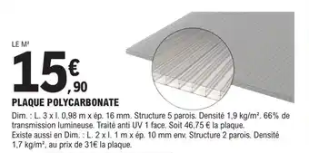 PLAQUE POLYCARBONATE