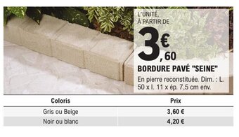 E.Leclerc Brico BORDURE PAVÉ "SEINE" offre