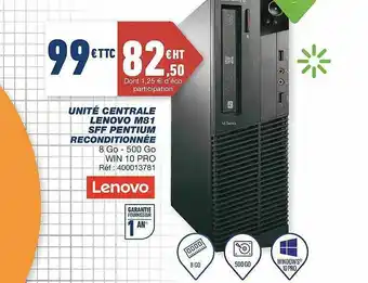 Bureau Vallée Unité Centrale Lenovo M81 Sff Pentium Reconditionnée offre