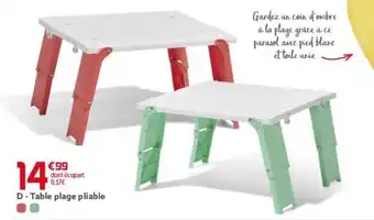 Gifi Table plage pliable offre