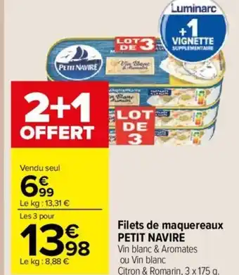 Carrefour Market Filets de maquereaux PETIT NAVIRE offre