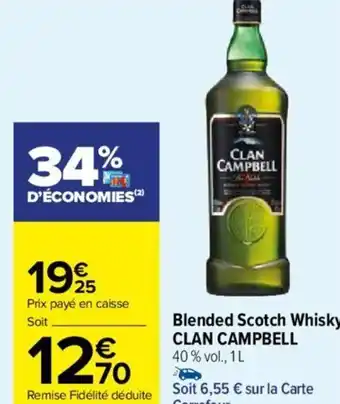 Carrefour Market Blended Scotch Whisky CLAN CAMPBELL 40% vol., 1L offre