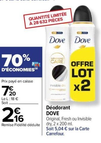 Carrefour Market Déodorant DOVE offre