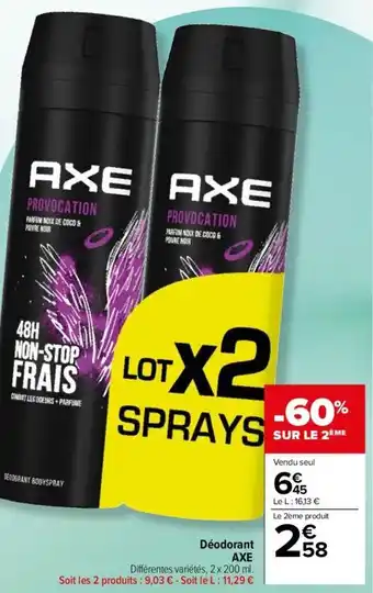 Carrefour Market Déodorant AXE offre