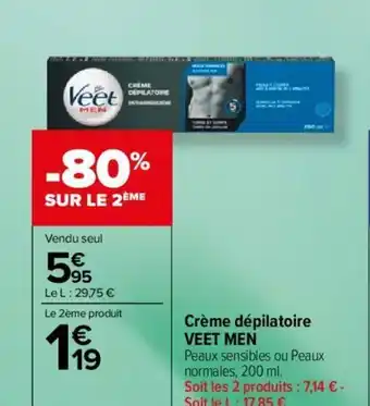 Carrefour Market Crème dépilatoire VEET MEN offre