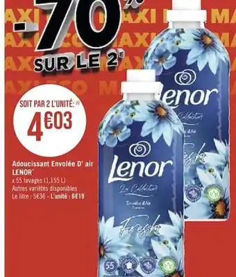 Casino Supermarchés Adoucissant Envolée D' air LENOR offre