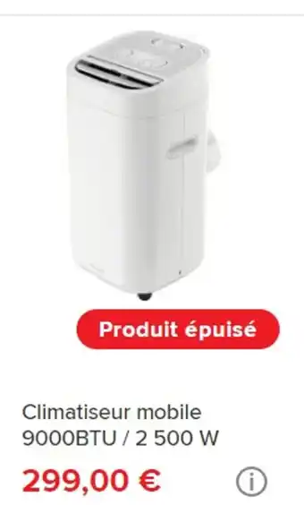 Brico Dépôt Climatiseur mobile 9000BTU/2 500 W offre