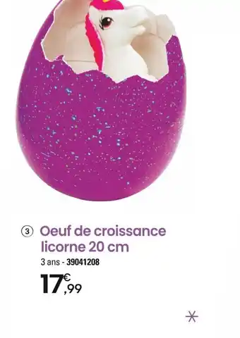 JouéClub 3 Oeuf de croissance licorne 20 cm offre