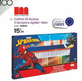 JouéClub Coffret 36 feutres 3 tampons Spider-Man offre