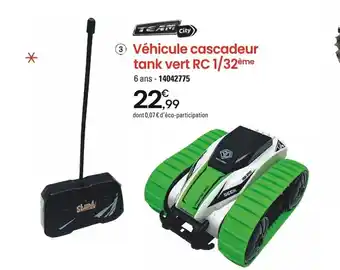 JouéClub 3 Véhicule cascadeur tank vert RC 1/32ème offre