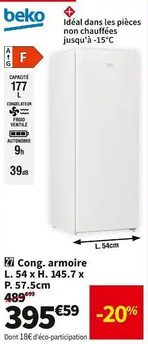 Conforama Beko cong. armoire rfnm200e30wn offre