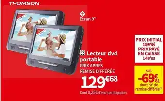 Conforama Thomson lecteur dvd portable thp399 offre