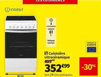 Conforama Indesit cuisinière vitrocéramique is5v4phw/e offre