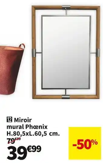 Conforama Miroir mural phœnix h.80,5xl.60,5 cm offre