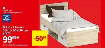 Conforama Lit + 2 tiroirs détroit 90 cm offre