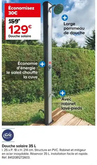 Castorama Gre douche solaire 35 l offre
