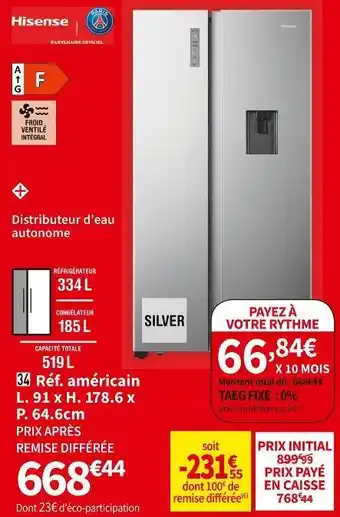 Conforama Hisense réf. américain rs677n4wdf offre