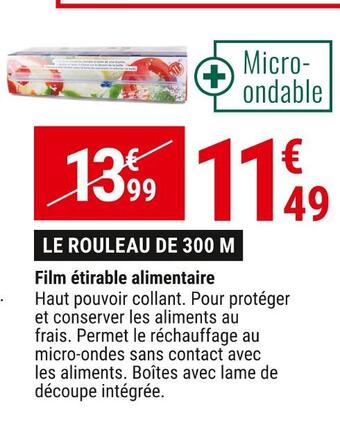 Gamm vert Film étirable alimentaire offre