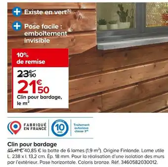 Castorama Clin pour bardage offre