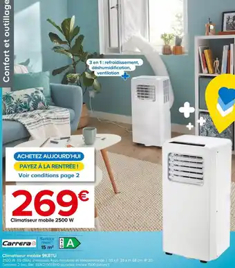 Castorama Carrera climatiseur mobile 9kbtu offre