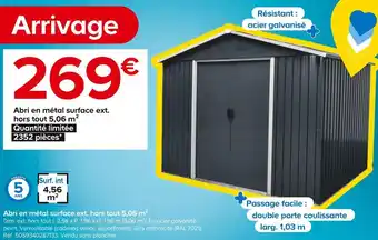 Castorama Abri en métal surface ext. hors tout 5,06 m² offre