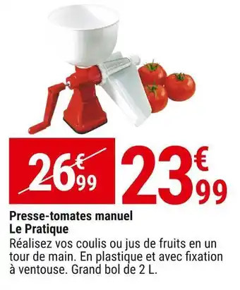Gamm vert Le pratique presse-tomates manuel offre