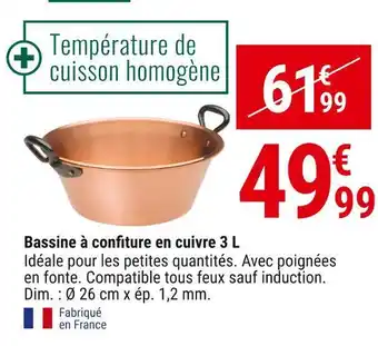 Bassine à confiture en cuivre 3 l