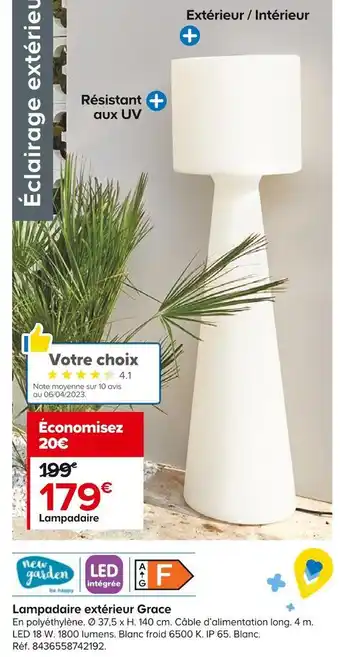 Castorama Lampadaire extérieur grace offre