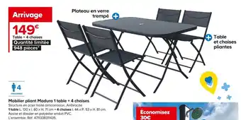 Castorama Mobilier pliant madura 1 table + 4 chaises offre