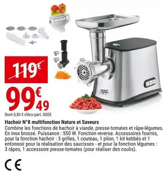 Gamm vert Nature et saveurs hachoir n°8 multifonction offre