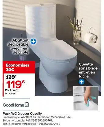Castorama Goodhome pack wc à poser cavally offre