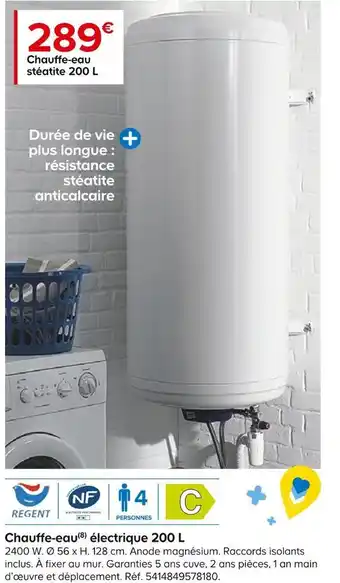 Castorama Regent chauffe-eau électrique 200 l offre